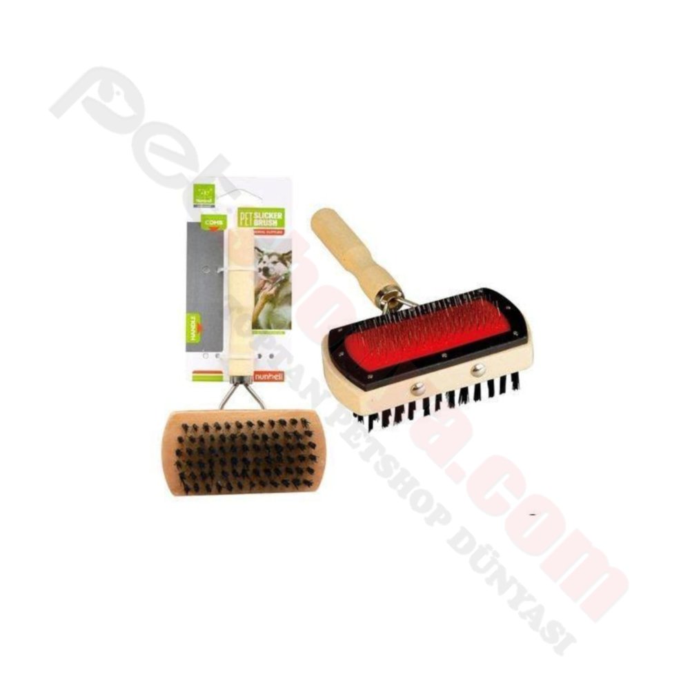 AHŞAP SAPLI ÇİFT TARAFLI EVCİL HAYVAN TARAĞI